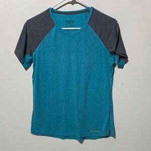 Patagonia Nine Trails Teal Body with Charcoal Raglan Short-Sleeve Tee